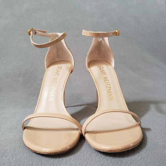 Stuart Weitzman Nudistsong Heels Adobe 8.5 STUA-WZ128 Tan Brown Patent Leather - Picture 3 of 16